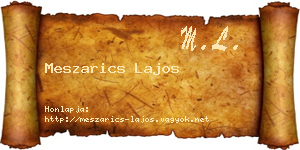 Meszarics Lajos névjegykártya